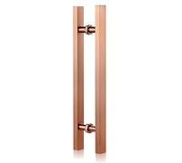 CWCQGH Brushed Stainless Steel Classic Square Gate Handles,24/40 in Push Pull Door Handle, for Kitchen Shower Porch Entry, Back to Back Mounted,Rose Gold-80cm/31.5in