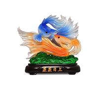 CWCQGH Buddha Statues for Home Decor Feng Shui Ornaments Fortune Goldfish Lucky Statue Small Statue Office Living Room Decoration Business Open Goldfish Statue Meditation Decor (A)