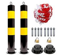 CWCQGH Car Parking Space Lock, Driveway Security Post Barrier 2-Pack Bollards with Lock Bollard Post Removable Security Posts for Driveways 114mm (550x114mm)