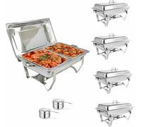CWCQGH Chafing DISH-Buffet Set, Portable Food Warmer, Buffet Server And Food Warmer, Chafing Dish Buffet Set Made Of Stainless Steel, For Buffets/weddings/banquets/catering Even,2 Grid-5PCs