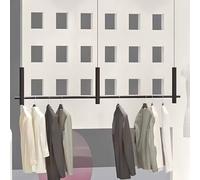 CWCQGH Clothes Rack`Adjustable Height Clothing Hanging Racks, Retail Display Ceiling Hanger Suitable For Clothing Store, Exhibition Hall,Black-100cm