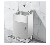 CWCQGH Commercial Stainless Steel Sink Cabinet with Single Basin, Portable Outdoor Handwashing Station, Independent Kitchen Sink Unit with Legs, Ideal for Food Prep and Catering,37.5x32x80cm