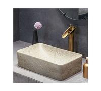 CWCQGH Countertop Basin Hand-Carved Brushed Texture Outdoor Wash Basin Household Bathroom Sink Retro Simple Square Countertop Basin Vessel Sink