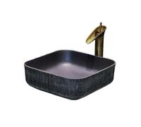 CWCQGH Countertop Basin Simple Round Washbasin Retro Bathroom Sinks Outdoor Patio Washbasin High-Grade Ceramic Countertop Basin with Accessories Vessel Sink
