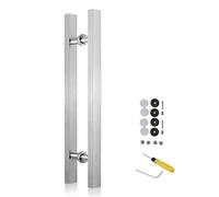 CWCQGH Door Handle Pull Push Shower Kitchen Door Pulls Door Handle Metal Door Knob for Wood Glass Metal Doors,Solid Square Garden Sheds Shower Door Handle Double Sided Include F,Sliver-50cm/19.7