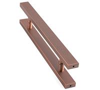 CWCQGH Door Handles Rectangular Entrance Door Handles, Double Sided Push and Pull Handles Stainless Steel,Red Bronze-40cm/15.7inch