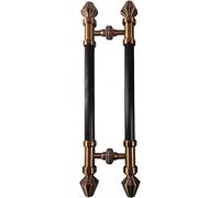 CWCQGH Double Sided H Shape Push Pull Door Handle,Retro Front Door Handle, Stainless Steel, Fit for Glass Door Wooden Door,Brass-80cm/2.6ft