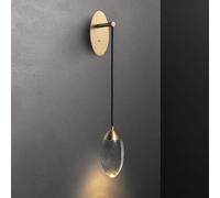 CWCQGH Drop Crystal Wall Sconce Contemporary Brass Wall Lamp Modern Creative LED Home Decor Lighting Fixture 5W 3000K, Luxurious Clear Water Drops Crystal Hanging Wall Lamp for Bedroom Bedside