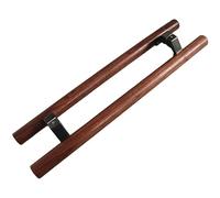 CWCQGH Entry Door Handle Round Push Door Handle Wood, Brown Double Sided Door Handles and Pulls, Long Grab Bar with Metal Hardware for French/Glass Doors,Style B-100cm/39 3/8in