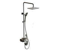 CWCQGH Exposed Shower System, Modern Piano Key Design Shower Head Set, Digital Display, Upgraded Square Shower Faucet Sets Complete and Handheld, Bathtub Faucet, Bidet Spray