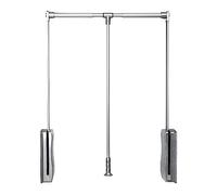 CWCQGH Extendable Pull Out Closet Rod - Wardrobe Pull-Out Trousers Rack, Adjustable Width 23,6-32,6 Inch Clothes Rail, Pull Down Wardrobe Rail Lift, Steel Sliding Trouser,Silver