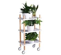 CWCQGH Flower Stands Flower Shelf Plant Display Stand Potted Rack Storage Shelves 3 Tier Shelving with Wheels Herb Pot Holder Garden Patio