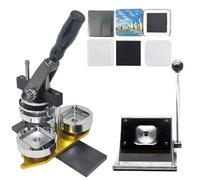 CWCQGH Fridge Magnet Button Maker 50MM Square Badge Maker Machine, DIY Fridge Magnet Maker with 100pcs Accessories & Square Cutter, Custom Metal Badge Press Kit