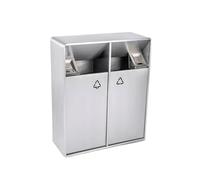 CWCQGH Garden Bin 38L/80L Indoor/Outdoor Trash Can Double Bin Metal Ash Pillar, Modern Household Commercial Large Trash Can Silver Dust Bin (Medium)