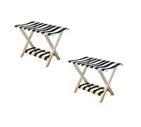 CWCQGH Luggage Rack Hotel Luggage Rack Set Of 2 - Suitcase Holder For Guest Room, Double Tiers Solid Wood Luggage Holder With Shoe Shelf, For Home/Cafes/Office Buildings (Wood Color)