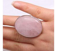 CWCQGH Natural Large Pink Rose Quartz Ring Crystal Exaggerate Oval Ring Adjustable Women'S Open Stone Rings Reiki Balance Ankle Finger Rings Eternity Ring For Women Girl Men 30X40Mm