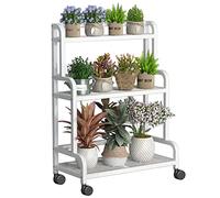 CWCQGH Plant Stand With Wheels Balcony Plant Support Multilayer Iron Flower Stand Large Plant Holder Display Shelf Rack