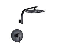 CWCQGH Shower System Concealed Shower Faucet Set Wall Mounted Brass Shower Combo Set with Waterfall Rainfall Shower Head Black Bronze Finish,16 Inch,Shower Comb,One Color-16 Inch