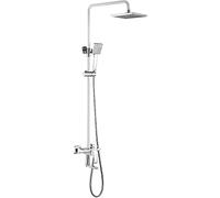 CWCQGH Shower System Set with Shower Head Shower Hose Shower Faucet Set Wall Mounted Height Adjustable Shower Combo Set with Handheld Shower, Rotatable Tub Spout,Chrome Decorati,White