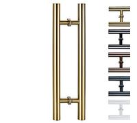 CWCQGH Sliding Barn Door Handles Pulls H Shape Door Pull Handle Diameter 38mm/1.5in, Heavy Duty Square Sliding Door Handle Pipe, Door Grab Bar Pole for Bath Bankfice Shoppi,Gold-120cm/47 1/4in-90cm