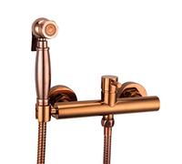 CWCQGH Solid Brass Toilet Handheld Spray Portable Bidet Shower Sprayer Set with Hot and Cold Shower Faucet Rose Gold & Chrome Seat Muslim Toilet Shattaf,Chrome,Rose Gold