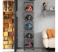 CWCQGH Solid Motorcycle Helmet Rack Stand - Stackable Modular Display Case for Hats - 12 Grids Shelf Organizer for Helmets Caps & Accessories - Durable & Space-Saving Solution,Size_name-5 grids