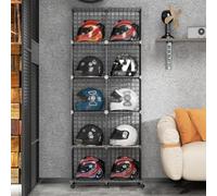 CWCQGH Stackable Motorcycle Helmet Rack Stand & Hat Display Case Modular Shelves with 15 Grids for Helmet & Hat Storage Durable and Space-Saving Organizer,Size_name-10 grids
