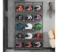 CWCQGH Stackable Motorcycle Helmet Rack Stand & Hat Display Case Modular Shelves with 15 Grids for Helmet & Hat Storage Durable and Space-Saving Organizer,Size_name-15 grids