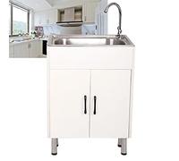 CWCQGH Stainless Steel Kitchen Sink Cabinet with 2 Doors Complete Sink Unit with Faucet Under-Sink Storage for Indoor/Outdoor Use 1-Basin Kitchen Sink and Cabinet Set,Wit-52x38cm