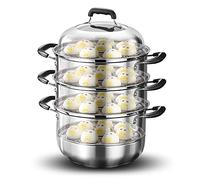 CWCQGH Stainless Steel Steamer, Steamer Pot/Soup Pot/304 Stainless Steel for Food Contact,3-Layer Thickened Composite Pot Bottom,Steamed Buns,Stewed Chicken Soup,30CM,30CM (34CM)