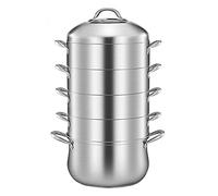 CWCQGH Steamer Pot/Soup Pot/Food Grade 304 Stainless Steel,5-Layer Composite Pot Bottom,Steamed Seafood,Buns,stewed Chicken Soup, 32cm (A 30cm)