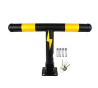 CWCQGH T-Shaped Steel Foldable with Lock Safety Bollard, Street Pipe Parking Bollard Pole Barrier,Yellow Black-50cm/19.7in