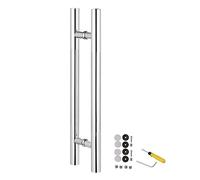 CWCQGH Two-Sided Glass Doors Wood Door Commercial Gates Handle H Shape,Door Pull Sliding Barn Push Pull Door Handles for Interior/Exterior, Easy to Install,Silver-120cm/47inch-90cm