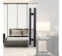 CWCQGH Two-Sided Glass Doors Wood Door Commercial Gates Handle H Shape,Door Pull Sliding Barn Push Pull Door Handles for Interior/Exterior, Easy to Install,Black-120cm/47inch-80cm