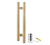 CWCQGH Two-Sided Glass Doors Wood Door Commercial Gates Handle H Shape,Door Pull Sliding Barn Push Pull Door Handles for Interior/Exterior, Easy to Install,Gold-120cm/47inch-90cm