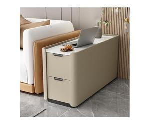 CWCQGH Versatile Floor Sofa Sideboard Light Luxury Premium Sense Solid Wood Super Narrow Small Folder Side Cabinet Table (C)