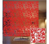 CWCQGH Wall Mounted Room Divider, Floral Carved Decorative Panel for Bedroom and Hallway, Set of 8, 40x40cm,Rosso-30pcs