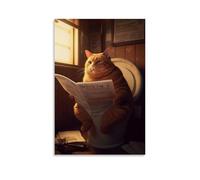 CWDRHD Funny Fat Cat Toilet Poster Modern Ultra Clear Wall Decor Prints Decorative Posters Exquisite Art Decoration Suitable for Office Living Room And RoomUnframe-style24x36inch(60x90cm)