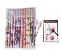 CWED Pack of 12 Erasable BP with 1 Key Ring, Eraser Pen, Black, Perfect for Kpop Fans
