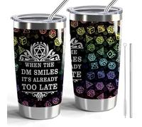 CWEGSJ Dungeons & Dragons Gift DND Tumbler Dungeon Master 20oz Tumbler with Lid and Straw Travel Mug Dungeon Master Gift DND Player Gift (Tumbler-When DM Smiles)