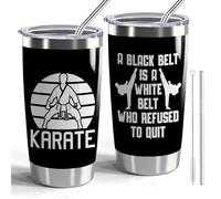 CWEGSJ Karate Gifts A Black Belt is A White Belt Who Refused to Quit Stainless Steel Insulated Tumblers Karate Lovers Gift Taekwondo Gift (Karate Black Belt)