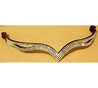 Cwell Equine Bling Ve Eye Shaped Clear Crystal Browband Choice of Sizes BROWN/BLACK * Great gift SALE (BROWN, FULL 16")