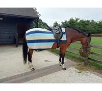 Cwell Equine Blue Cream Stripe Fleece Exercise Horse Pony Riding Winter Rugs (115 CMS)