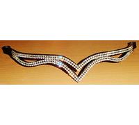 Cwell Equine Designer Ve Clear Crystal Browband Great Gift Idea Unique design Triple split Eye Shape (COB 15", BLACK)