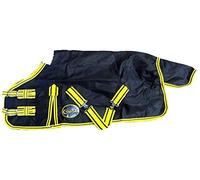 Cwell Equine Mini Lightweight Turnout Shetland Rug Pony Rug Foal Rug No Fill Black/Yellow (4 Feet 6 Inches)
