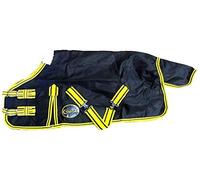 Cwell Equine Mini Lightweight Turnout Shetland Rug Pony Rug Foal Rug No Fill Black/Yellow (4 Feet 9")