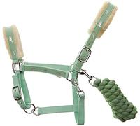Cwell Equine NEW Horse print fur padded headcollars halter + matching lead MINT GREEN F/C/P (COB)