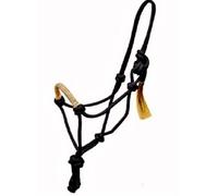 Cwell Equine Rope Halter/Headcollar Horsemanship/Parelli Rawhide Braided Noseband Black