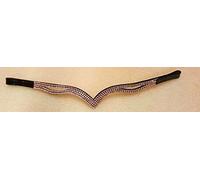 Cwell Equine V PINK split Crystal Browband Choice of sizes F/C/P Black (PONY 14")