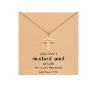 CWFPBA Mustard Seed Cross Heart Round Geometric Pendant Necklace Christian Religious Faith Inspirational Friendship Couple Lucky Keepsake Dainty Jewelry for Women Men